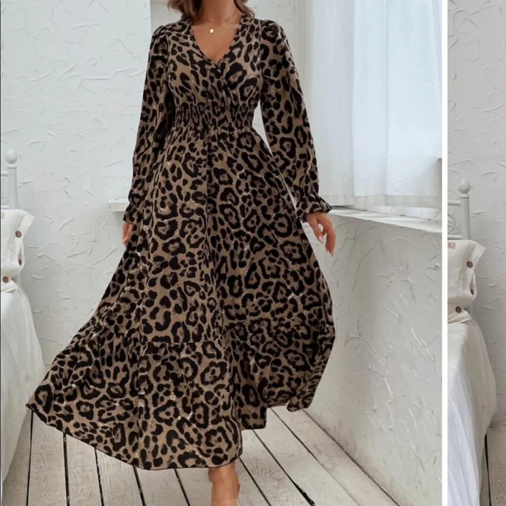 Boho Gypsy Print Flounce Sleeve Smocked Dress - Picture 3 of 14